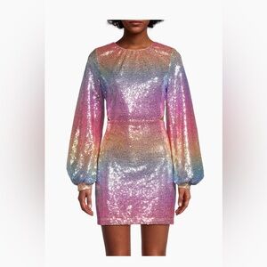 One 33 Social Rainbow Sequined Cut-Out Minidress